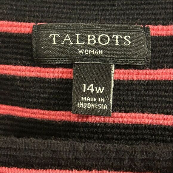 Talbots Women's Plus 14 A-Line Fit & Flare Stripe Dress Short Sleeve - Picture 9 of 16